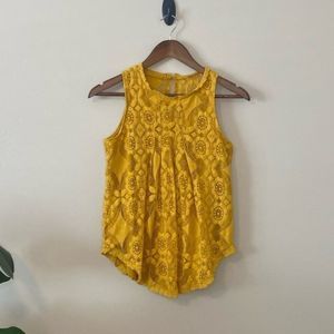 Vintage yellow crocheted lined top size small